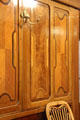 Highly polished cupboard doors with marquetry in Armistice Rail Car at Armistice Rail Car clearing. Compiègne, France.