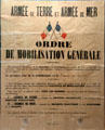General Mobilization order issued by French government in 1914 at Armistice Rail Car Museum. Compiègne, France