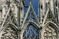 Late Gothic lacework of western facade of Rouen Cathedral. Rouen, France.