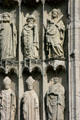 Statues of saints & bishops on western facade at Rouen Cathedral. Rouen, France.