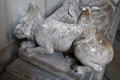 Detail of lion at foot of Henri the Younger on his tomb at Rouen Cathedral. Rouen, France.