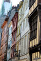 Colorful half-timbered buildings on rue du Gros Horloge. Rouen, France.