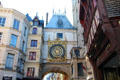 Great Clock Renaissance archway & clock face. Rouen, France.