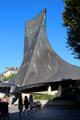 Twisted roofline represents flames which consumed Joan of Arc at St. Joan of Arc Church. Rouen, France.