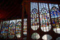 Stained-glass windows from destroyed St Vincent's church expanded & inset at modern St. Joan of Arc Church. Rouen, France.