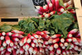 Radishes at St Joan of Arc open-air marketplace. Rouen, France.