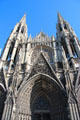 Flamboyant Gothic facade of St-Ouen Abbey Church. Rouen, France.