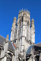 Flamboyant Gothic central lantern-style tower details of St-Ouen Abbey Church. Rouen, France.