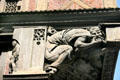 Detail of corner carving on Rouge Mare building. Rouen, France.