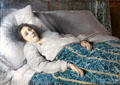 Young woman in death bed painting by artist of Flanders at Rouen Museum of Fine Arts. Rouen, France.