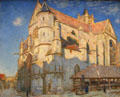 Moret Church, freezing weather painting by Alfred Sisley at Rouen Museum of Fine Arts. Rouen, France.