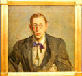 Study of portrait of Igor Stravinsky painting by Jacques-Emile Blanche at Rouen Museum of Fine Arts. Rouen, France