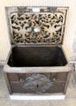 Iron strongbox with two-headed eagles from Germanic country at Wrought Iron Museum. Rouen, France.