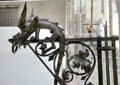 Iron lantern gallows in shape of dragon by Pierre-François-Marie Boulanger at Wrought Iron Museum. Rouen, France.
