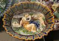 Glazed earth bowl with Jupiter & Callisto by workshop of Fontainebleau at Rouen Ceramic Museum. Rouen, France.