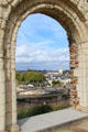 View of Angers from former Great Hall of Angers Chateau. Angers, France.