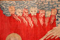 Detail of Angels with Book from Apocalypse Tapestry at Angers Chateau. Angers, France.