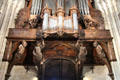 Telamones supporting organ at St. Maurice of Angers Cathedral. Angers, France.