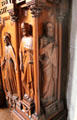 Evangelists Matthew & Mark carved at base of pulpit at St. Maurice of Angers Cathedral. Angers, France.