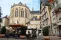 Place Sainte-Croix with apse of St. Maurice Cathedral & Maison Adam. Angers, France.