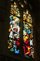 Stained glass window of life of St. Louis in St. Hubert's Chapel at Chateau Royal of Amboise. Amboise, France.