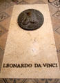 Tomb of Leonardo Da Vinci who died in Amboise in 1519 in St. Hubert's Chapel at Chateau Royal of Amboise. Amboise, France.