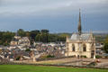 View of St. Hubert's Chapel & town of Amboise at Chateau Royal of Amboise. Amboise, France.