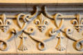 Corded belt heraldic symbol in reference to St. Francis of Assisi on fireplace in Franciscan Antechamber in Royal Lodge at Chateau Royal of Amboise. Amboise, France.