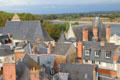 Peaked roofs & chimneys of old town. Amboise, France.