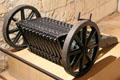 Triple-fire machine gun model developed from Da Vinci drawing in Model Room at Château de Clos Lucé. Amboise, France.