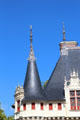Detail of turret & finely carved spire at Château d'Azay-le-Rideau. Azay-le-Rideau, France.