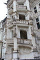 Details of external spiral staircase of François I Renaissance wing at Blois Chateau. Blois, France.
