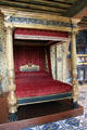 Gold painted Renaissance replica monumental bed from Venice in King's Chamber at Blois Chateau. Blois, France.