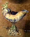 Ceramic nautilus-shaped fruit cup on pedestal by Thomas Sergent from France at Blois Chateau. Blois, France.