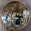 Catherine de Medici receiving Ambassadors painting on faience plate by Ulysse Besnard at Blois Chateau. Blois, France.