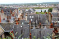 Half-timbered buildings seen from Blois Chateau on banks of Loire river. Blois, France.