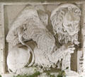 Winged stone lion of St. Mark the Evangelist in Chapel at Chenonceau Chateau. Chenonceau, France.