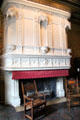 Renaissance fireplace in François I drawing room at Chenonceau Chateau. Chenonceau, France.