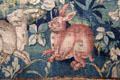 Detail of rabbits on Flemish tapestry from Oudenaarde at Chenonceau Chateau. Chenonceau, France.