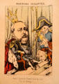 Cartoon satirizing Henri V, Comte de Chambord & his court at Chambord Chateau. Chambord, France.