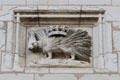 Porcupine symbol of Louis XII on outside wall at Chaumont-Sur-Loire. France.