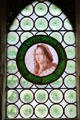 Painted window glass portrait at Chaumont-Sur-Loire. France.