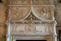 Carved mantle details on dining room fireplace at Chaumont-Sur-Loire. France.