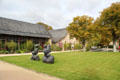 Entrance area gallery buildings with sculptures at Chaumont-Sur-Loire. France.