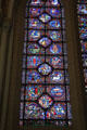 Labors of months + signs of zodiac stained glass window at Chartres Cathedral. Chartres, France.