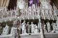 Biblical scenes on carved choir screen at Chartres Cathedral. Chartres, France