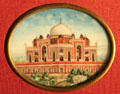 Miniature paintings on ivory of monuments of India painted using cat whisker at Chateau D'Ussé. Ussé, France.