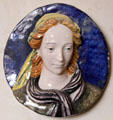 Ceramic female facial relief from Italy at Chateau D'Ussé. Ussé, France.