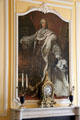 Portrait of Louis XV in coronation robe over dining room fireplace at Chateau D'Ussé. Ussé, France.