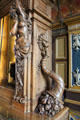 Dining room sideboard carved with female figure & cornucopia at Cheverny Chateau. Cheverny, France.